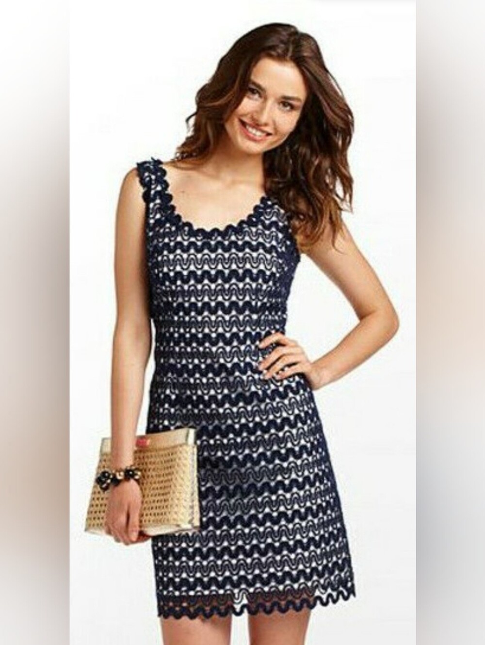 Lilly Pulitzer Lonnie Navy Sleeveless Lace Overlay Dress size 12